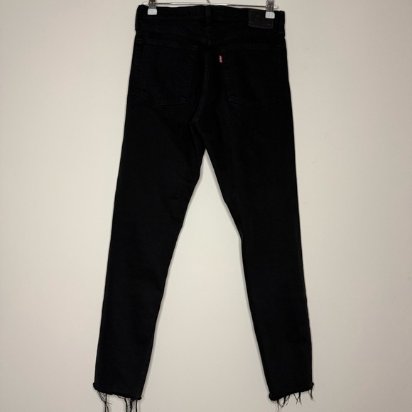 LEVI’S Premium Wedgie Distressed Raw Hem Black Jeans - Picture 6 of 13